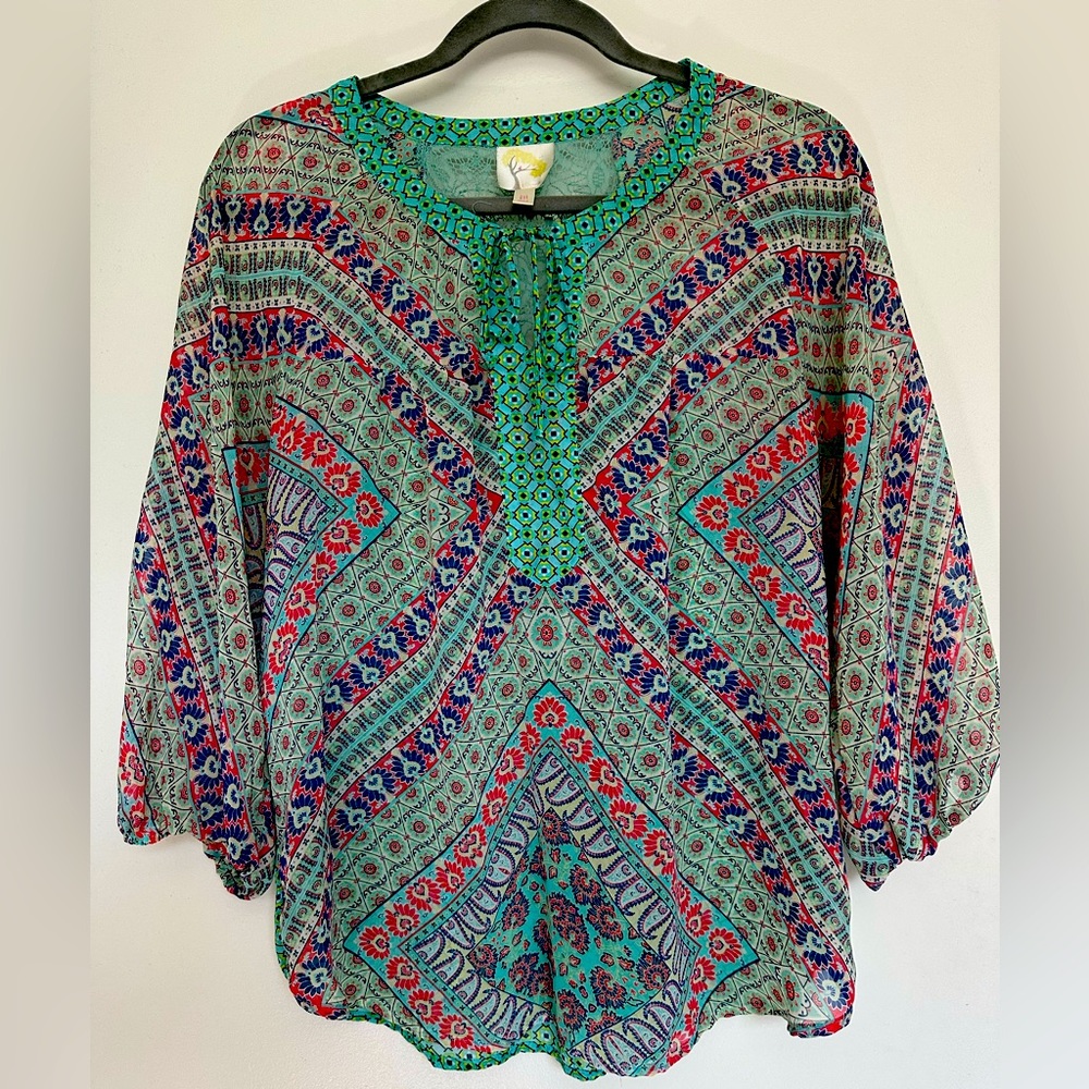 Multi colored, multi print, flowy blouse